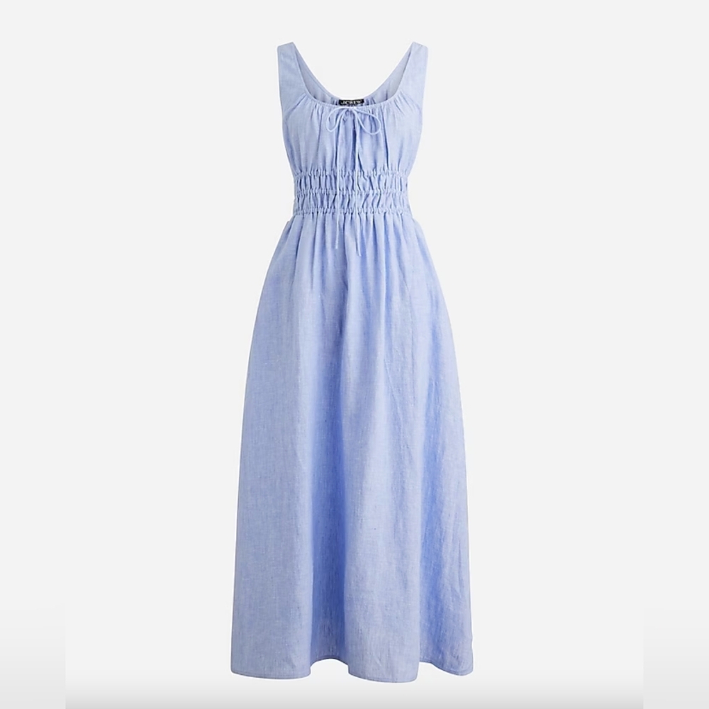 J.Crew Smocked Linen Midi Dress